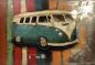 Preview: Handgefertigtes Metallbild Blauer "VW" Bulli (T1/T2) in 3D-Optik
